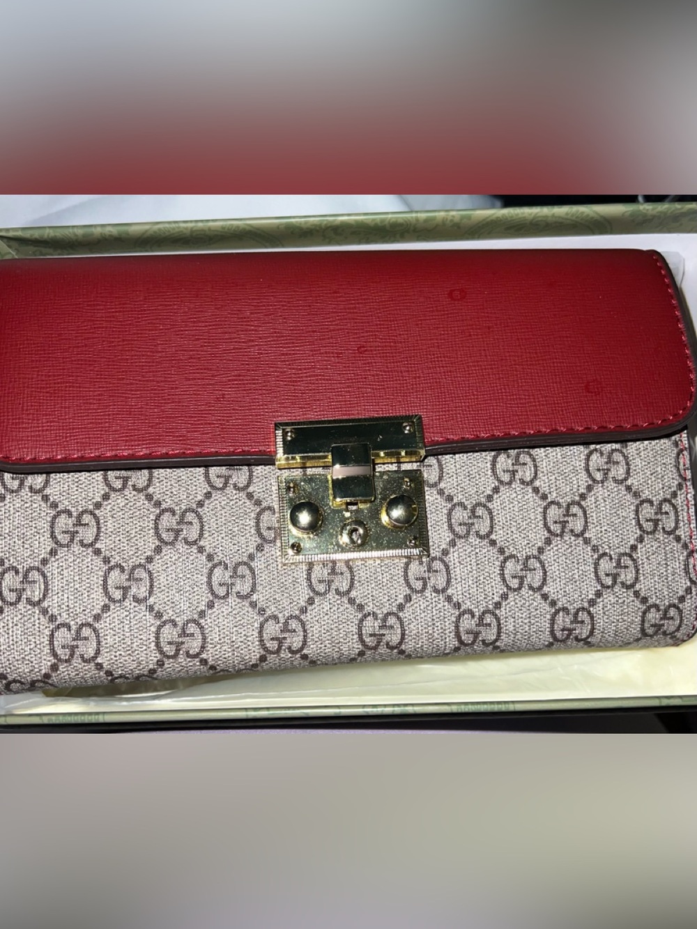 Red and Beige Monogram Crossbody Bag